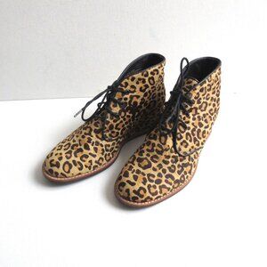 Matiko Sharon Leopard Animal Print Brogue Lace Up Oxford Platform Boots 6